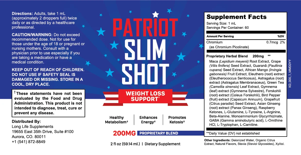 Patriot Slim Shot Product Label